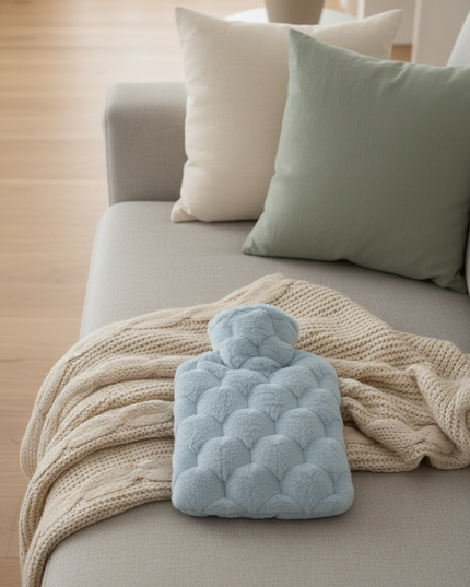 Blaue flauschige Wärmflaschen - kuschelig warm - Ansicht 2