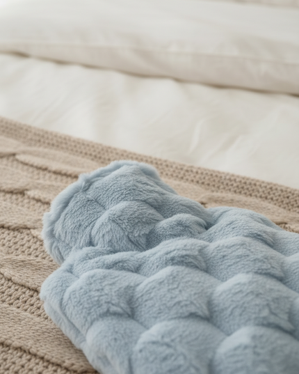 Blaue flauschige Wärmflaschen - kuschelig warm - Ansicht 4