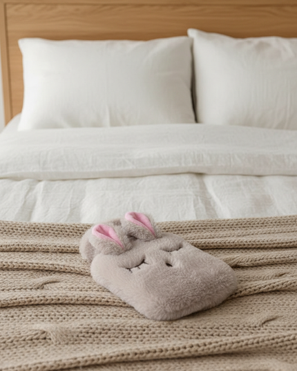 Flauschige Wärmflasche in Beige - kuschelig durch kalte - Ansicht 1