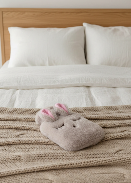 Flauschige Wärmflasche in Beige - kuschelig durch kalte - Ansicht 1
