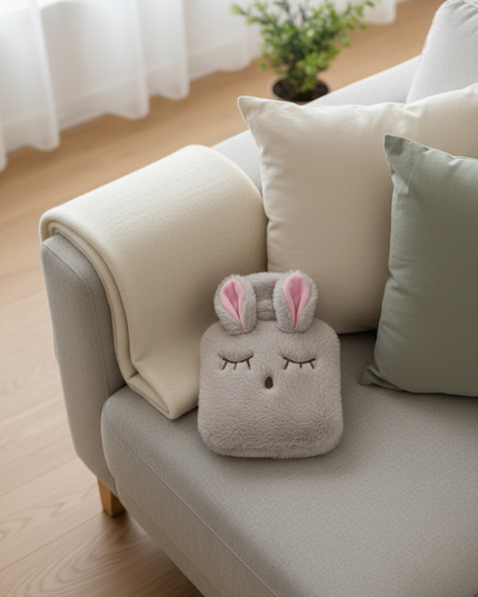 Flauschige Wärmflasche in Beige - kuschelig durch kalte - Ansicht 2