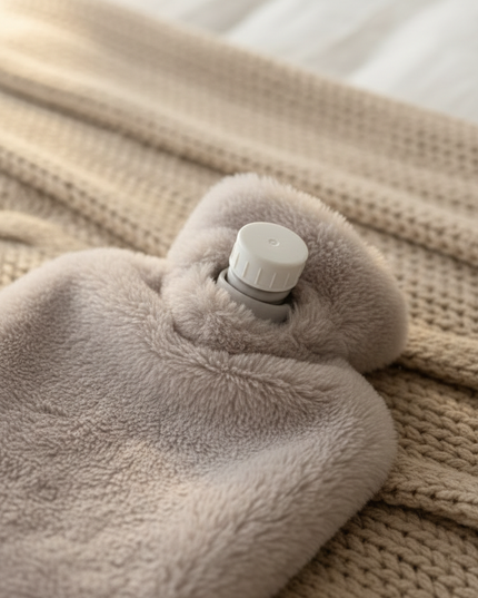 Flauschige Wärmflasche in Beige - kuschelig durch kalte - Ansicht 4