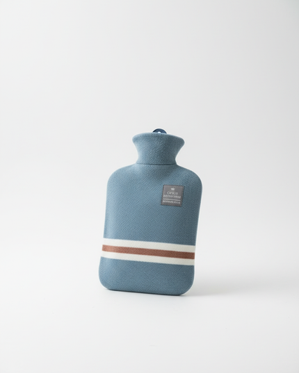 Blaue gestreifte Wärmflasche mit Bezug - kuschelig warm - Ansicht 5